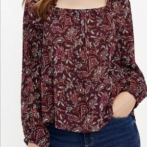 loft floral square neck peplum blouse